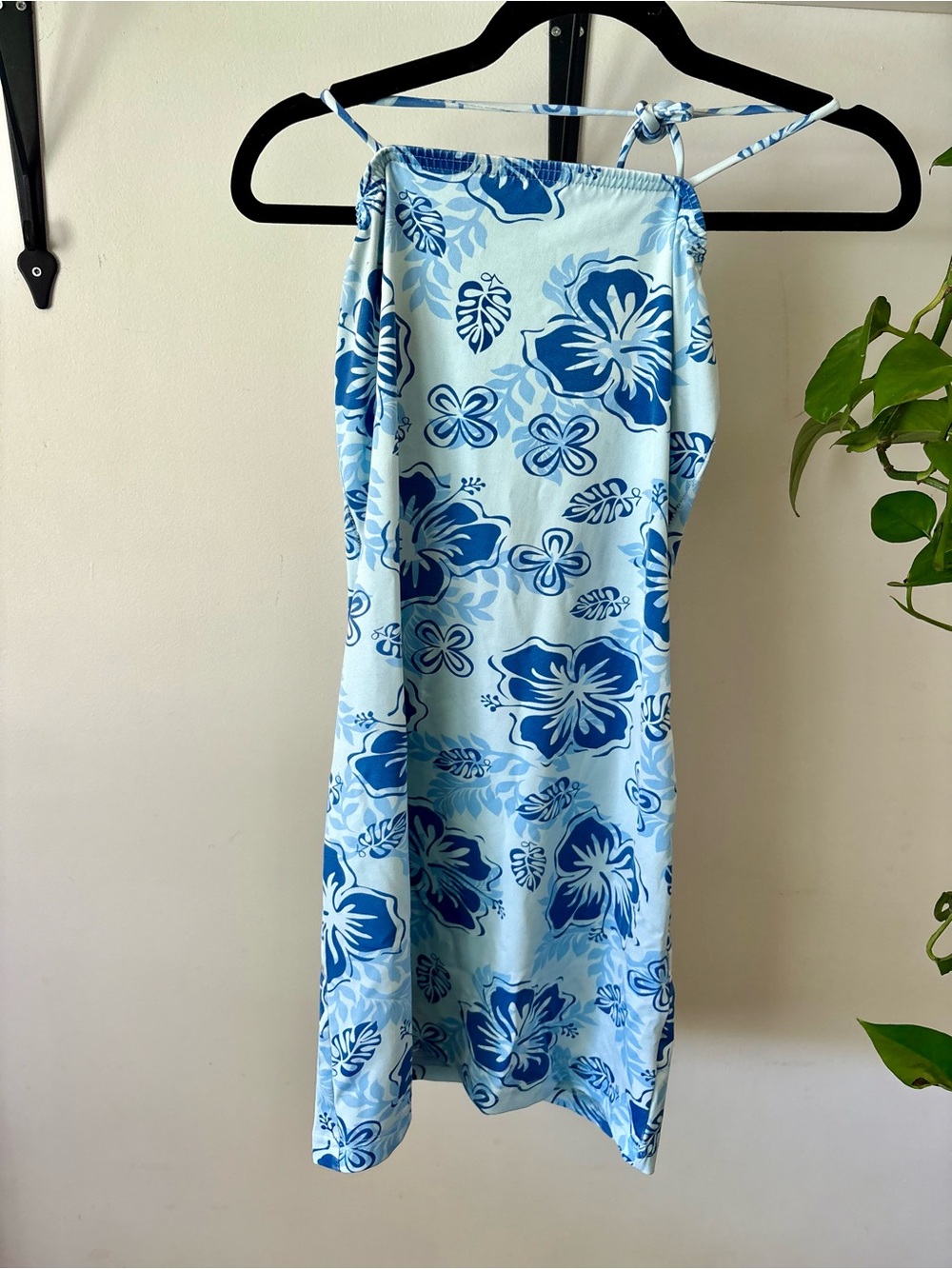 Light Blue Hawaiian Floral Slip Dress
